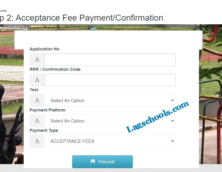 YABATECH Acceptance fee confirmation page